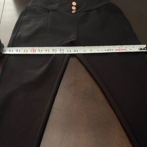 Black High-Waisted Pants with Button Detail slim leg
